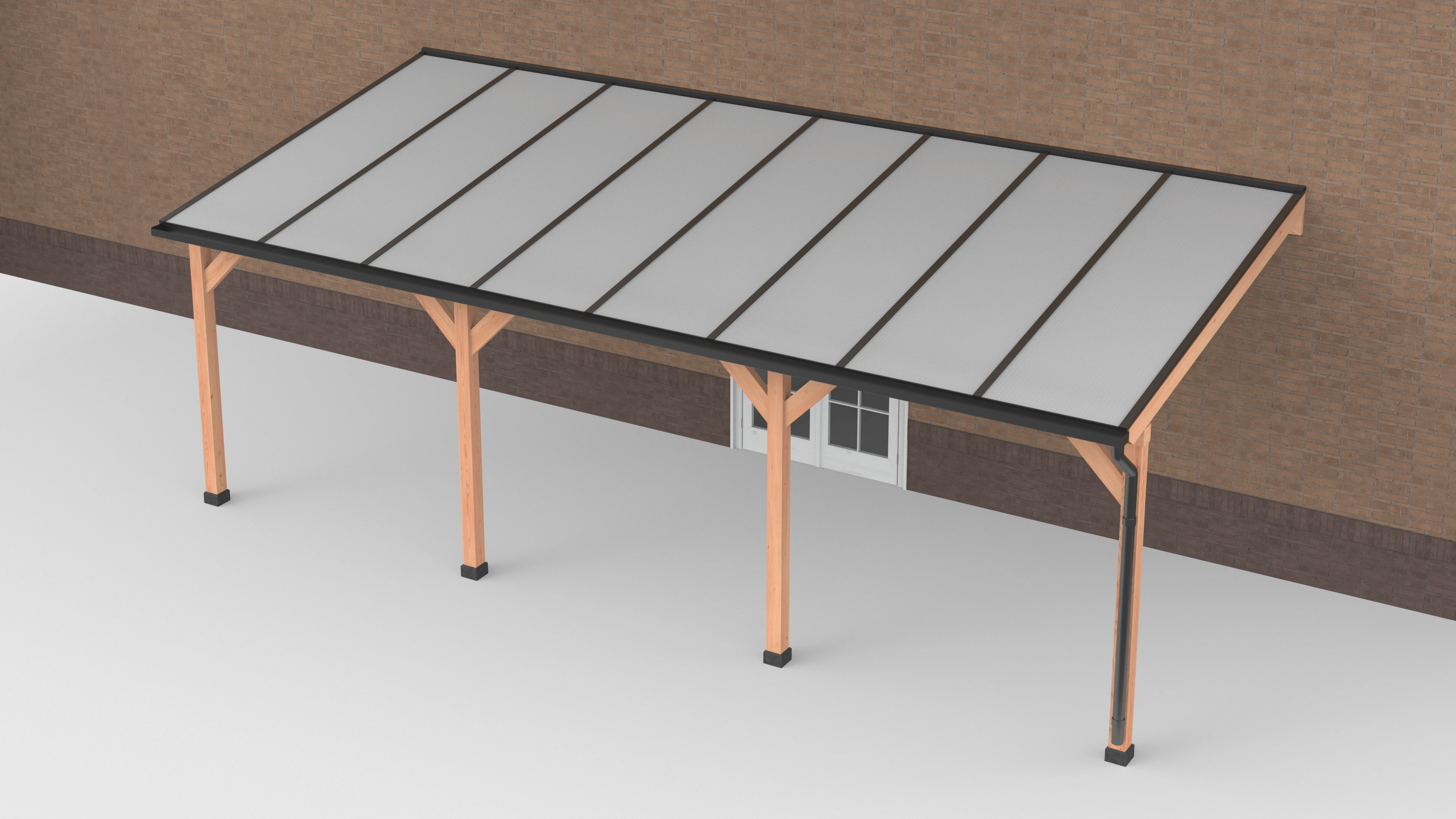 Douglas Terrasoverkapping Zwart Polycarbonaat Opaal Geschaafd 800 x 350 cm - Afbeelding 1